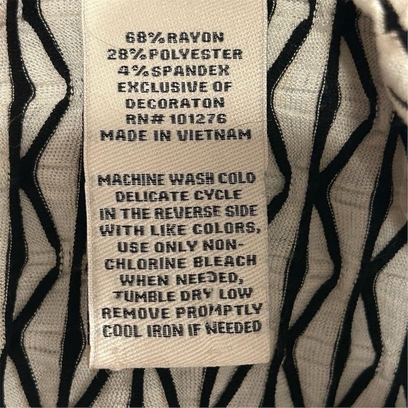 Beige by eci Women's L Black Geometric Sheath Midi Dress 3/4 Sleeve - Picture 8 of 13